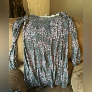 Mudd Gray Long-Sleeve Floral Knit Dress